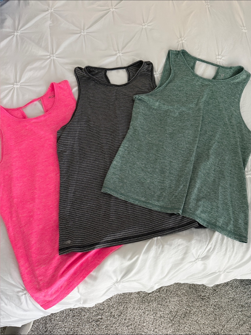 Ideology Women’s Tank Tops in Hot Pink, Charcoal, and Heather Green